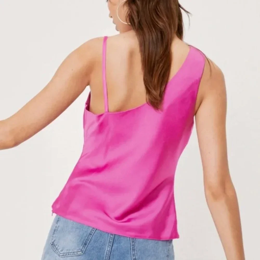 Nasty Gal Satin Asymmetric Cami Top NWT - Picture 3 of 8
